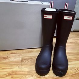 H Long Rain Boots Fashion Brand Boots Logo Women's Thick Soled Shoes Spring Summer