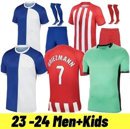 23 24 Fan Player Soccer Jerseys GRIEZMANN SIMEONE MORATA KOKE SAUL MEMPHIS kid M. LLORENTE Football shirts kit men kids uniform sets 120th anniversar