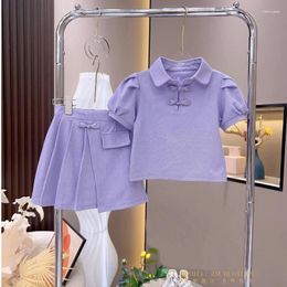 Clothing Sets Girls Summer Set 2023 Chinese Style Fashion Short Sleeve Banquet Two Piece For Kids Clothes Childrens 2y