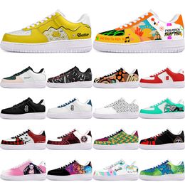 DIY shoes winter black lovely autumn mens Leisure shoes one for men women platform casual sneakers Classic cartoon graffiti trainers comfortable sports 84818