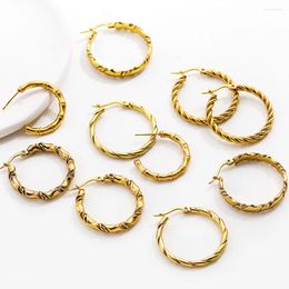 Hoop Earrings Charm Personality Stainless Steel Twisted Bamboo Hoops Huggie Earring Vintage Aesthetic Femal Designer Jewelry Wholesale