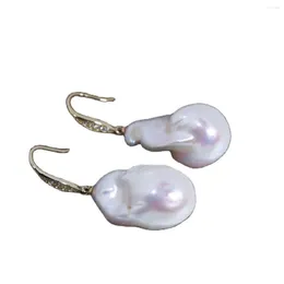Dangle Earrings Baroque Fish Taile Freshwater Pearl 925 Silver
