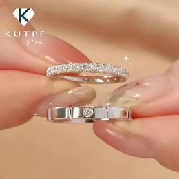 Wedding Rings 3mm 2mm Full Diamond Rings Set for Women Men 100% 925 Sterling Silver Couple Ring Promise Wedding Band Fine Jewellery 231027