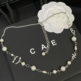 Designer Pearl Diamond Chain Necklace Boutique Style Christmas Gift Necklace Romantic Women Fashion Jewelry Long Chain 925 Silver Gorgeous Design Charm Necklace