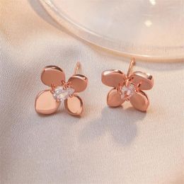 Stud Earrings FEEHOW Luxury Flower Shaped For Women Temperament Shiny Floral Party Earring Fashion Aesthetic Jewellery