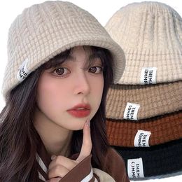 Berets Vintage Knitted Hats Women Solid Autumn Winter Warm Panama Beanies Hat Female Harajuku Trendy Bonnets Fisherman Bucket Caps