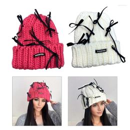 Ball Caps Elastic With Lovely Ribbon Bowknot Decor For Women Girls Keep Ear Warm Cold Weather Shopping Supplies