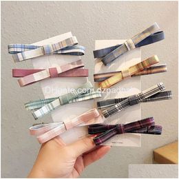 Hair Accessories Korean Style Bow Plaid Hairpin Clip Colorf Fabric Hairpins Female Vintage Mticolor For Women Drop Delivery Products Dhi0N