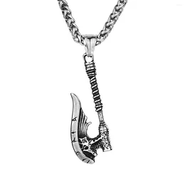 Pendant Necklaces Vintage Viking Axe Rune European And American Style Men's Fashion Creative Stainless Steel Necklace