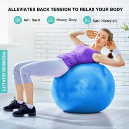 Fitness Balls Sports Yoga Ball Thickened Non slip Blue PVC Material 55cm Core Balance Training Pilates With Pump 231030