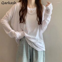 Women's T Shirts Long Sleeve T-shirts Women Summer Basic Pure Sun-proof Girls Tops Tee Casual Soft 6 Colours Ulzzang Teens Outerwear