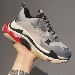 17FW Triple S Men Women Designer Casual Shoes Plataforma tênis Clear Clear Black White cinza vermelho rosa azul real treinadores de homens verdes