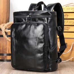 Backpack Fashion Leather Bacpack For Men Male Laptop Bag Retro Men's Large Capacity Cowhide Computer