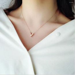 Pendant Necklaces Fashion Titanium Steel V-Letter Necklace For Women