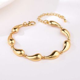 Charm Bracelets t Family Water Droplet Shape Smooth T Face Ethnic Style Simple Gold Independent Packaging Women's Bracelet Kuajing Small Jewellery