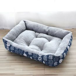kennels pens Warm Corduroy Padded Big Dog Bed Print Pet Large Dog House Pink Soft Fleece Cat Puppy Bed House Petshop Nest Dog Baskets 231030