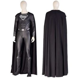 Cosplay Adult Superhero Clark Kent Black Jumpsuit Cosplay Costume Battle Bodysuit For Halloween Full Props Suit