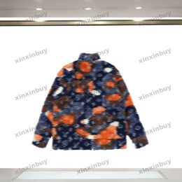 xinxinbuy Men designer Coat Jacket Paris lamb wool Letter jacquard fabric camouflage long sleeves women blue Black S-XL