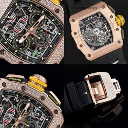 Chronograph Titanium Watch RM Wrist Watch Racing Machine Watch RM11-03 Original Diamond Set Chain Chronograph 18K Rose Gold Diamond Set D7D4