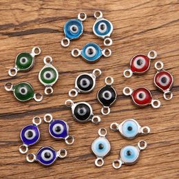 Charms 30pcs 7x13mm Stainless Steel Connector Oil Drip Demon Eye Pendants For DIY Jewelry Making Supplies Wholesale