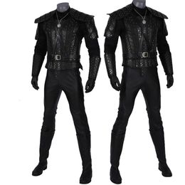 Cosplay Adult Men Halloween Movies White Wolf Geralt Clothes Cosplay Costume Outfit Party Full Props Suit