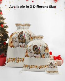 Christmas Decorations Thanksgiving Fall Plants Pumpkin Turkey 1/2/10Pcs Gift Holders With Drawstring Storage Bags Wedding Jewelry Packs