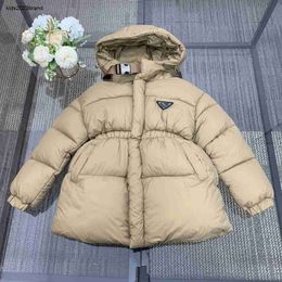 New baby cotton jacket Simple solid color design Winter kids Hooded coat Size 110-160 Geometric logo children overcoat Oct25