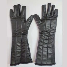 Halloween Costume Accessories Cosplay Party Gloves Faux Leather Handwear Role Playing Black Gauntlet