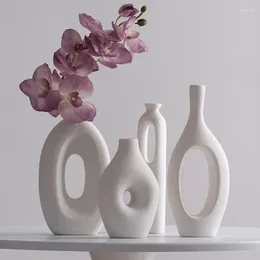 Vases White Creative Decoration Dry Flower Vase Living Room Table TV Cabinet Arrangement Set