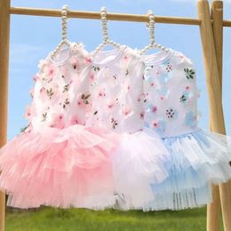 Dog Apparel 2023 Skirt Cat Clothes Spring/Summer Pet Teddy Products Peach Blossom Cotton Costumes For Small Dogs