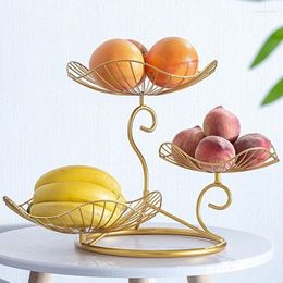 Plates Three-layer Storage Tray Leaf Shaped Nordic Style Wire Basket Kitchen Organiser Home Decor Fruit Plate Snack Rack Living Room