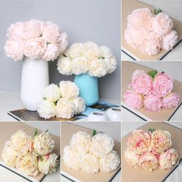 Decorative Flowers 1 Bouquet Artificial Fake Silk Peony Flower Hydrangea Wedding Garden Home Decor 6 Colour