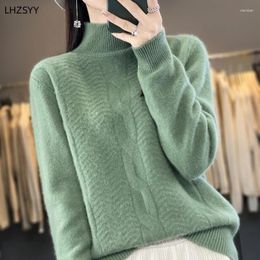 Women's Sweaters LHZSYY Winter Cashmere Sweater Women Turtleneck Twist Pullover Long Sleeve Large Size Knit Tops Loose Pure Wool Thick