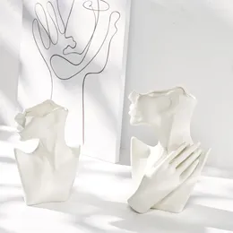 Vases Nordic Ceramic Vase For Human Face Design Ornaments Living Room Flower Arrangement Dried Home Decoration Accessories