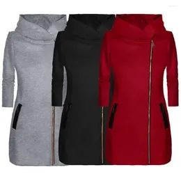 Women's Jackets Women Fashion Solid Colour Thicken Wadded Hooded Coat Zipper Midi Jacket Outwear Loose Outerwear Chic Tops
