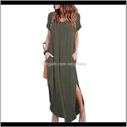 gown dress Womens Clothing Appare Plus Size 5Xl Sexy Summer Solid Casual Short Sleeve Maxi Dress For Women Long Lady Dresses Flb8H308G