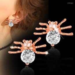 Stud Earrings LEEKER Trend Cubic Zirconia Spider For Women Rose Gold Silver Colour Fashion Jewellery Arrival 789 LK3