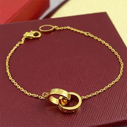 charm Bracelet luxury bracelets designer Jewellery woman rose Gold plated 18K silver chain double rings corss fashion Jewellery party birthday gift with bag