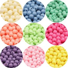 Candy Colour Acrylic Round Beads 6-20mm Loose Balls Spacer Beads For Jewellery Making Diy Necklace Bracelet Handmade Accessories Fashion JewelryBeads acrylic