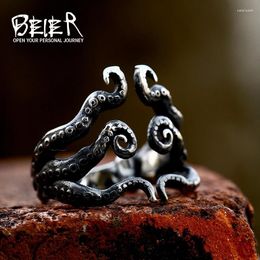 Cluster Rings BEIER 2023 Unique Design Octopus Beard Ring Special Shape Men's Stainless Steel Punk Biker Jewellery Wholesale