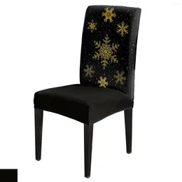 Chair Covers Christmas Black Yellow Snowflakes 4/6/8PCS Spandex Elastic Case For Wedding El Banquet Dining Room