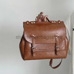 Backpack Vintage Oil Leather Women's Briefcase University Girl Student Backpack Soul Messenger Bagstylishhandbagsstore