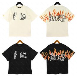 Palms Palm Angel PA Harajuku 23SS Spring Flame Letter Printing Logo Luxurys T Shirt Loose Oversize Hip Hop Unisex Short Sleeve Tees Angels 2023 RUD