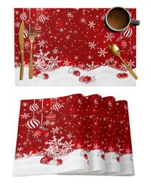 Table Mats Christmas Balls Snowflakes Mat Holiday Kitchen Dining Decor Placemat Wedding Party Napkin