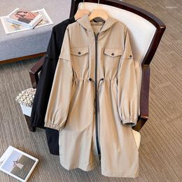 Women's Trench Coats Oversize Clothing Autumn And Winter 2023 Solid Colour Wild Cotton Coat For Women Hooded