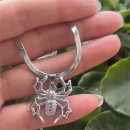 Pendant Necklaces Punk Spider Necklace For Women Men Stainless Steel Blade Clavicle Neck Chain Hip Hop Animal Jewellery Gift Drop