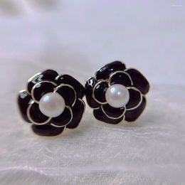 Stud Earrings Arrival Natural Freshwater Pearl Camellia Flower Design 14K Gold Filled Female Jewellery For Women Gift