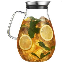 Water Bottles 2500Ml Glass Pitcher With Lid Beautiful Lightweight Beverage Jug Carafe Handle Great For Cold & Drinks