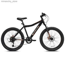 Bikes Ozark Trail 24 in. Youth Glide Aluminium Mountain Bicycle 8 Speeds Front Suspension Black Q231030