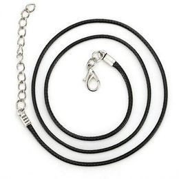 Black Wax Leather Snake Necklace Beading Cord String Rope Wire 18inch For DIY Jewelry 200pcs lot W9 353z